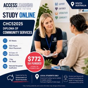 Diploma of Community Services online course with South Australia government funding available for eligible students through Access Learning.
